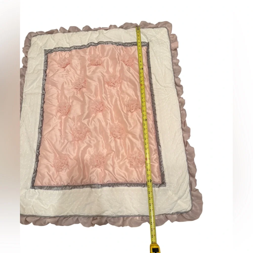 THE PEANUTSHELL ARIANNA PINK ROSES ELEGANT NURSERY BABY CRIB QUILT ONLY